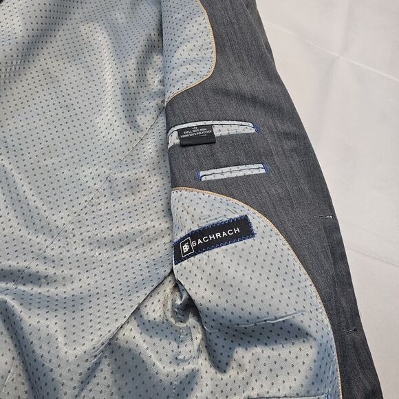 Bachrach Mens Blazer 42s Gray Two Button‎ - Picture 2 of 13